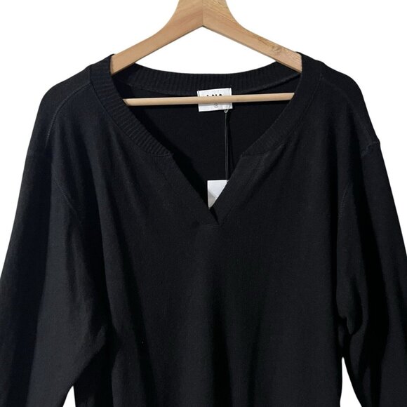 LNA Brushed Ross Pullover Top Plus Size 3X Black Notch V Neck Long Sleeve - Picture 4 of 7